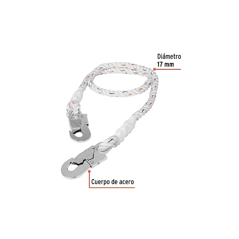 Truper CAB-5489-15, Cable de posicionamiento con 2 ganchos, 1.5 m