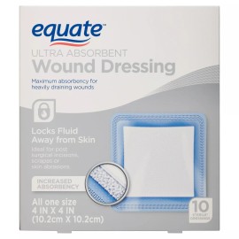 Equate Ultra Absorbent Wound Dressing, 10 Count