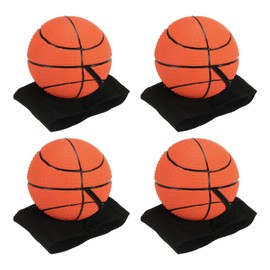 PATIKIL 2.5 Inch Sports Wrist Ball, 4Pcs Basketball Rubber Rebound Wristband Wrist Return Ball Sport on A String for Exercise Play, Fluorescent Orange