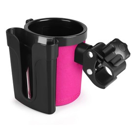 Accmor Stroller Cup Holder with Cell Phone Keys Holder, 3-in-1 Universal Bar Drink Cup Bottle Holder for Stroller, Bicycle, Wheelchair, Walker, Scooter,Black Pink
