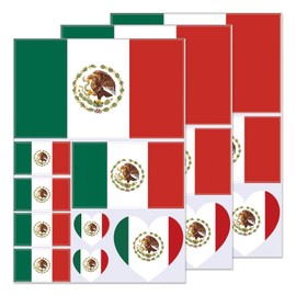 Y&C TENCOB Mexican Flag Sticker,Mexico Mexican Flag Car Decal Window Bumper Sticker, 3 Sheets Mexico Flag Sticker in Multiple Sizes Waterproof Sticker(11.7x8.3 Inches)(Mexico)