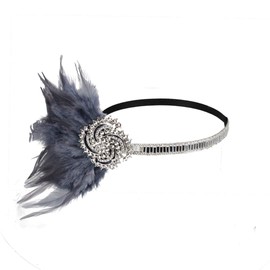 1920s Accessories Flapper Headband Art Deco Roaring 20's Headpieces for Women Gatsby Costume Hair Clip Grey