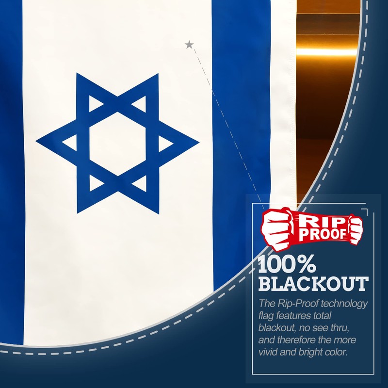 Anley Rip-Proof Double Sided 3-Ply Israel Flag 3x5 Foot -