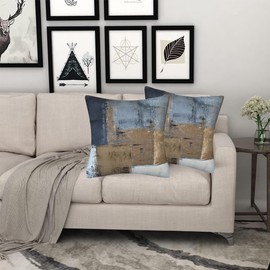 kekohoven Abstract Art Throw Pillow Covers 20 x 20 Set of 2, Modern Decoration for Bedroom Sofa Living Room,Brown Blue