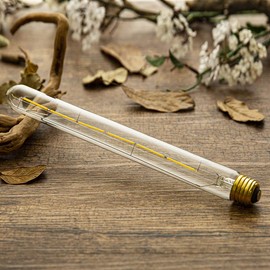 VCTC Lighting T300 6W Dimmable Led Edison Light Bulb T10(T30) Long Tubular Antique LED Filament Light,60 Watt Equivalent,4000K Daylight White,E26 Base, 600LM, Clear Glass,11.8in(300mm), 4-Pack