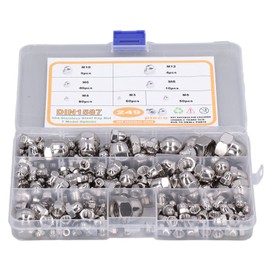249Pcs Acorn Hex Cap Nuts Dome Cap Nut Acorn Hex Cap Nuts Assortment Kit M3‑M12 DIN1587 304 Stainless Steel