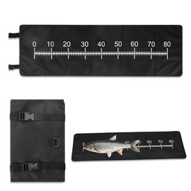 Casenly Fishing Unhooking Mat, 98 x 30.5 cm Carp Mat, Foldable, Fishing Unhooking Mat with Tape Measure, Portable Measure Mat for Beginners, Anglers for Spin Fishing, Predatory Fish Outdoor (Black)