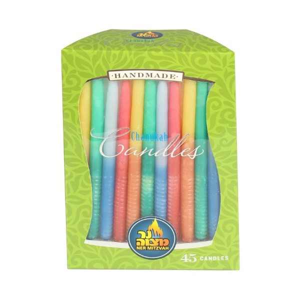 Multicolor Lined Hanukkah Candles / 45 Pack