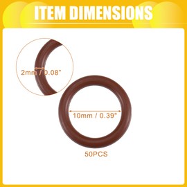 INFINAUTO O Ring Seal Gasket, 10mm ID x 2mm CS for Cars Trucks SUVs Trailers Orings Seal Washer Replacement Automotive Faucet Repair Brown, 50 Pcs