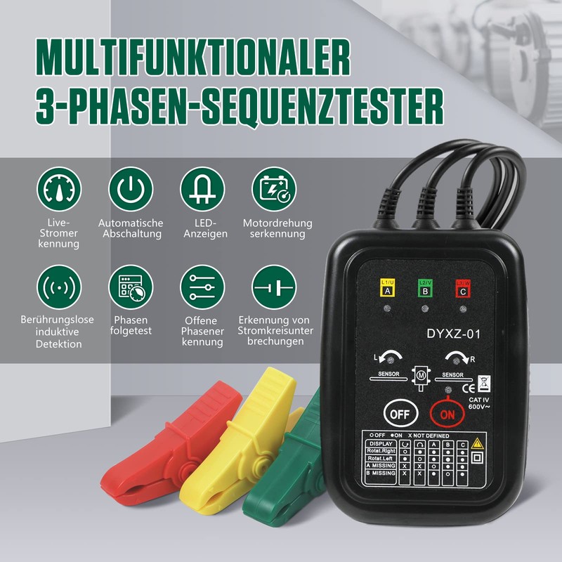 KAISAL Contactless Phase Tester Rotary Field Meter CAT III AC