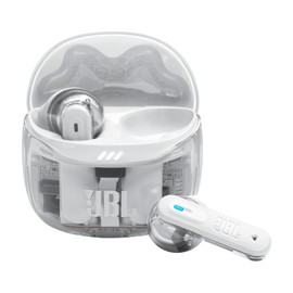 JBL Tune Flex Ghost 2, Wireless Noise Cancelling Bluetooth Earbuds with 48h Playtime, IP54 Water and Dust Resistant, Multi-Point Connection, Ergonomic Design, Open-Back Stick Design, White Ghost