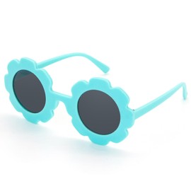 ALLY-MAGIC Round Flower Sunglasses Kids Sunglasses Cute Round Sunglasses Lovely Outdoor Beach Protection Children Girl Boy Gifts Y6-TYHMJ (Blue)