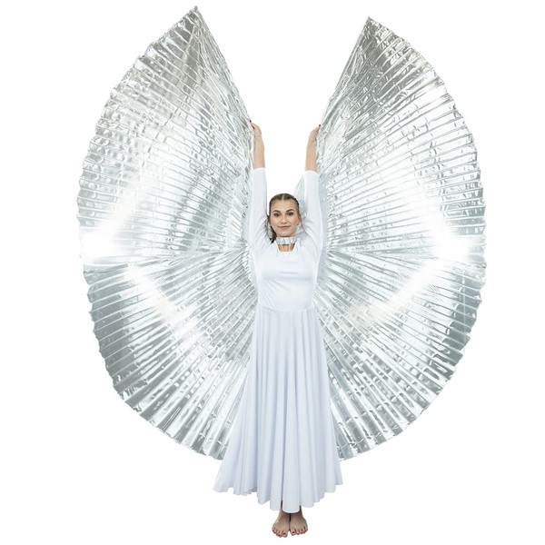 Danzcue 360 Degree Worship Isis Wings, Transparent Silver, M-L-Adult