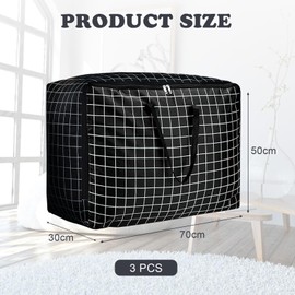 VEGCOO 3 Pcs Large Storage Bag 105L, Duvet Storage Bag with Zips, Waterproof Moisture Proof Storage Bag for Moving House Storage Clothes Bedding Duvet Quilt Blankets Pillows