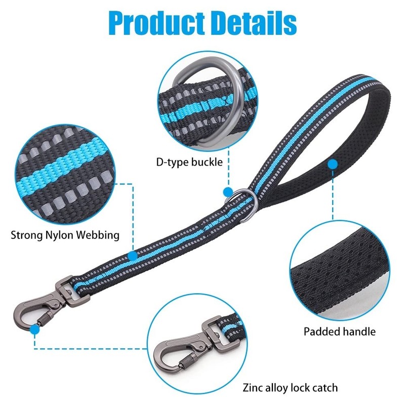 Short Dog Leash,18.5''Reflective Nylon Dog Leash with Handle for Large