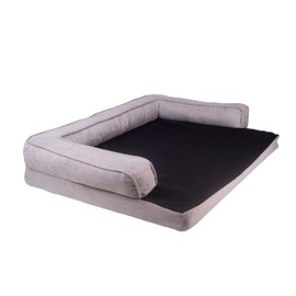 long rich Graphene Orthopedic Foam Dog Sofa Bed，Soft Comfort Dog Beds with Removable Cover, Non-Slip Oxford Bottom, Machine Washable Cover (36Lx27Wx7.25H, Grey and Black) (Grap-L-Grey-5311)