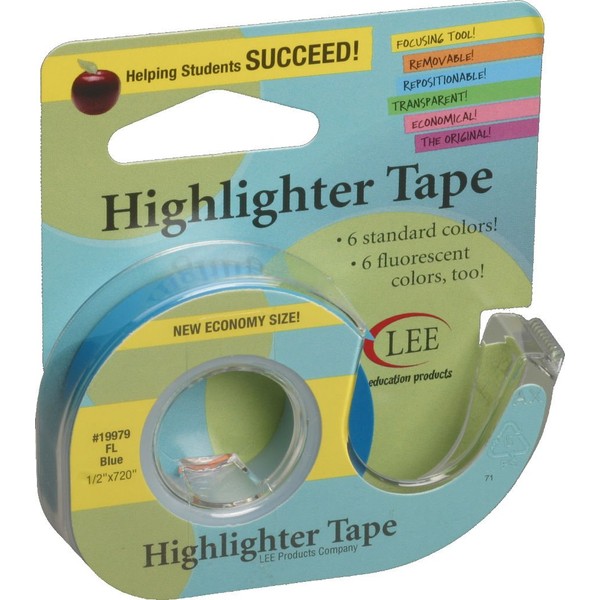 Lee Products Fluorescent Highlighter Tape .5"X720" - Blue