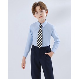 Initlove Pre-tied Kids Necktie Satin Plain Boys Neck Ties for Wedding Party Graduation Prom DE08 Stripe Black White