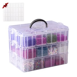 VTG Bead Organizer Box, 84 Pcs Small Organizers, 3-Tier Bead Storage Containers Portable Organizer and Storage Box Stackable Plastic Cases for Bracelet Making DIY Jewelry Nail Charms