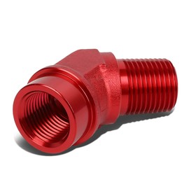Auto Dynasty 1/2 inches NPT Male 45 Degree to 1/2 inches Female Hose Port Aluminum Finish Adapter (Red)