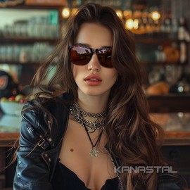 KANASTAL Sunglasses for Women Men Polarized Sunglasses Brown Sun Glasses Shades Leopard Frame Eyewear UV400 Protection for Outdoor Beach Traveling Daily life