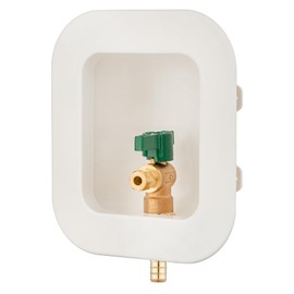 (1 Pack) Lidertik 1/2 inch Crimp PEX-B Pre-Assembled Ice Maker Outlet Box Valve 1/4 inch Recessed Refrigerator Water Line Wall Box with Shut Off Valve LI-ZBQH-520-LK