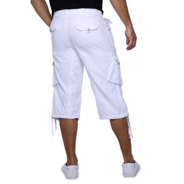 X RAY Men's Cotton Cargo Shorts, Below Knee Length, 3/4 Pants, 5 Pockets, White 33