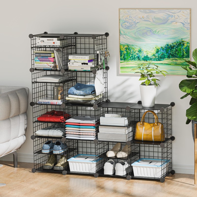 Kiivoena Wire Cube Storage Organizer, 12 Cubes Converted into 14