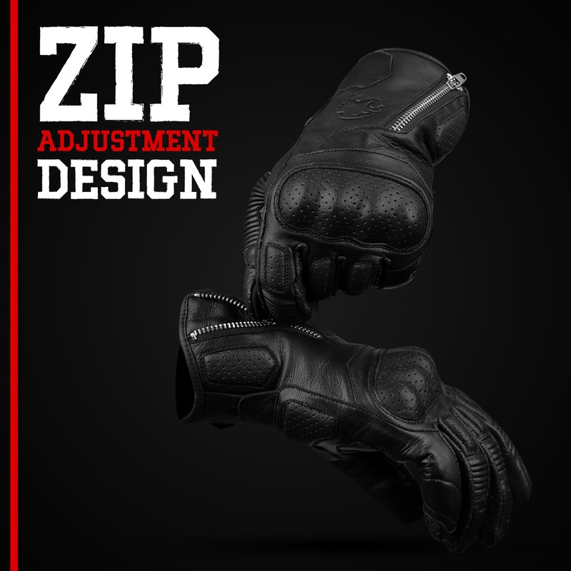 J.A.G. Leather Motorcycle Motorbike Knuckle Protection Powersports Gloves - Motorcycle