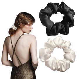 Seide Haargummi,19 Momme Maulbeerseide, Seiden Haargummis aus Maulbeerseide, Haarband aus Seide zum Schlafen, Scrunchies für Haare ohne Haarbruch,Pferdeschwanzhalter Haarband aus Seide