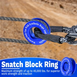 Winch Snatch Recovery Ring, Heavy Duty 45000 Lbs Break Strength Snatch Block Ring, Towing Rcovery Snatch for Soft Shackle and Synthetic Rope, Compatible with ATV UTV SUV Truck Off-Road Vehicle (Blue)