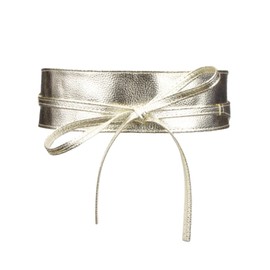 Werownsgso Women's Wide Tie Belt Leather Waist Belt for Lacing Wrap Belt Model Waist Belt Dress Belt Decorative Belt, gold