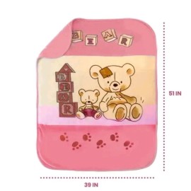 R&M Baby Plush Super Soft Baby Cloud Blanket Bears Pink Blocks Paw Prints 39x51"