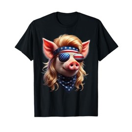 Pig Merica 4th of July Man Woman American Flag Funny T-Shirt
