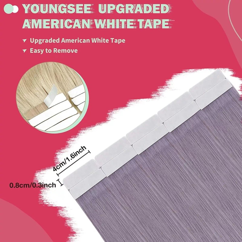 YoungSee Extensiones De Cabello Natural 22in Light Purple 25gr