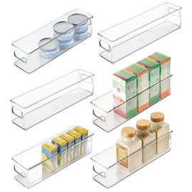 iDesign Stackable Fridge Bin with Handles - Kitchen Bin for Pantry or Cabinets, Set of 6, Clear