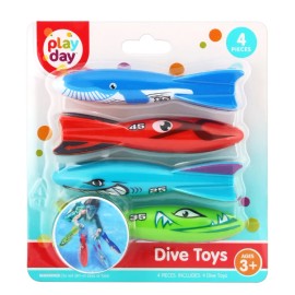 Play Day Diving Torpedoes 4-Pack Underwater Summer Family Fun, Ages 3+