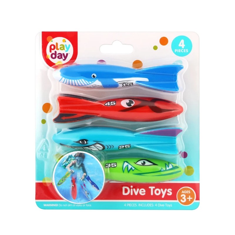 Play Day Diving Torpedoes 4-Pack Underwater Summer Family Fun, Ages