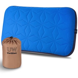 UWILLION Large Camping Pillow with Removable Cover - Ultralight Inflatable Pillow for Camping, Lightweight, Ergonomic and Washable for Camping, Hiking and Travel, Blue