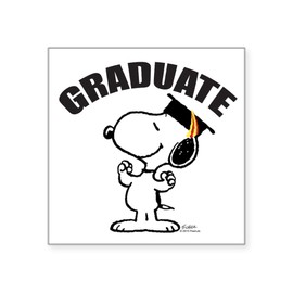 CafePress Snoopy Graduate Square Sticker 3 X 3 Square Bumper Sticker Car Decal