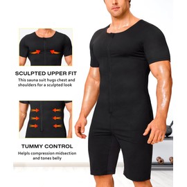 Junlan Sauna Suit for Men Full Body Waist Trainer Sauna Shirt for Working Out(Blue,3X-Large)