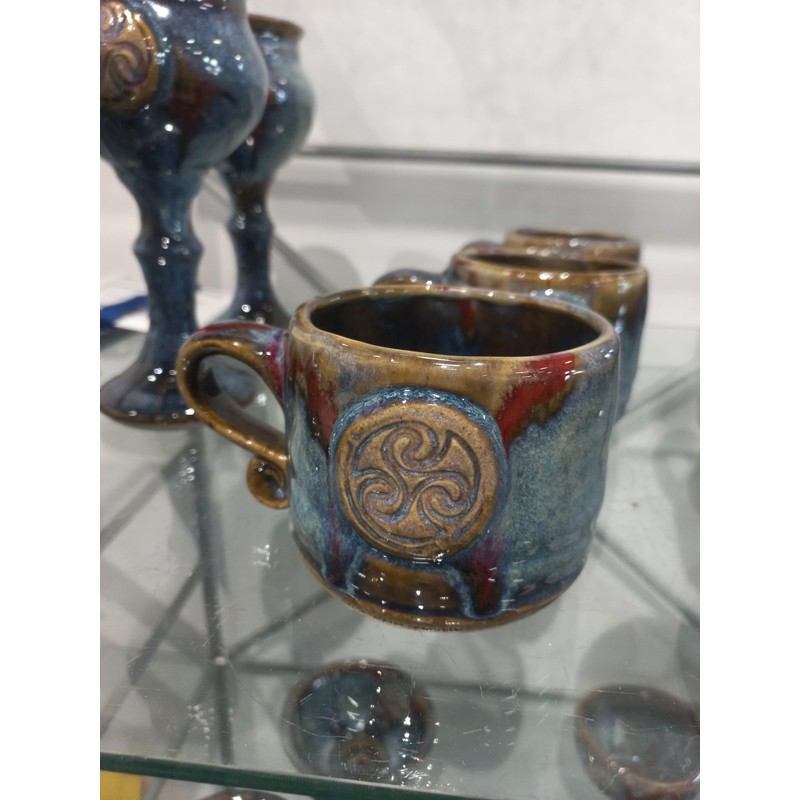 Colm de Ris Irish Triskele Celtic Pottery Mug Made in