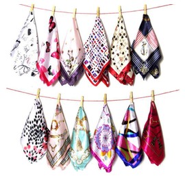10PCS Women's Square Silky Scarf Satin Scarf Multipurpose Fashion Printed Small Satin Scarf Handkerchiefs Neckerchief Shawl Head Scarf
