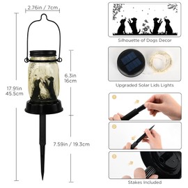 Lighted dog Lantern Glass Mason Jar with LED Lights, Decorative Home Decor, Wedding/Housewarming Gift, Solar Lanterns Outdoor Garden Decor, mom Gift, Grandma Gift, Gifts for Mother,Dog lover gifts