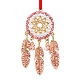 PETCEE Pink Dreamcatcher Christmas Ornament - Metal Dream Catcher Ornament for Christmas Tree Rhinestones Dream Catcher Ornament Christmas Keepsake Gifts for Girls Women Friends