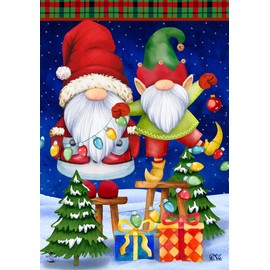 Briarwood Lane Christmas Gnomes Garden Flag Holiday Humor Elf Presents 12.5" x 18"