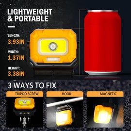 unibrite 2Pack Magnetic Work Light, 1200LM COB LED Rechargeable Work Light with 15 Lighting Modes, 360°Rotatable Flood Lights for Car Repairing, Job Site Lighting Emergency Outdoor Camping Hiking