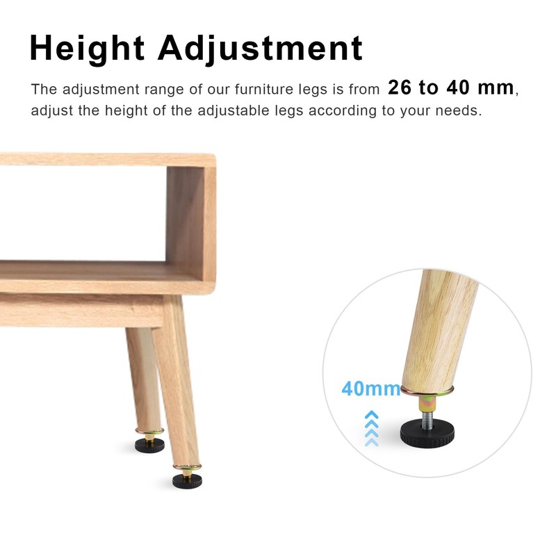 HERKINDNESS Adjustable Feet 27-40mm, 4 Pieces Adjustable Levelling Feet, Table