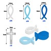 Communion Decoration, Wooden Christening 60 Pieces Wooden Fish Blue White