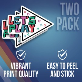 Fun Gamer Sticker - Let's Play Arrow Decal - Gaming Enthusiast Decor - Video Game Sticker - Retro Style Gaming Sticker for Laptops - 5" Vinyl Sticker - Durable Design for Cars Lap AAS1436